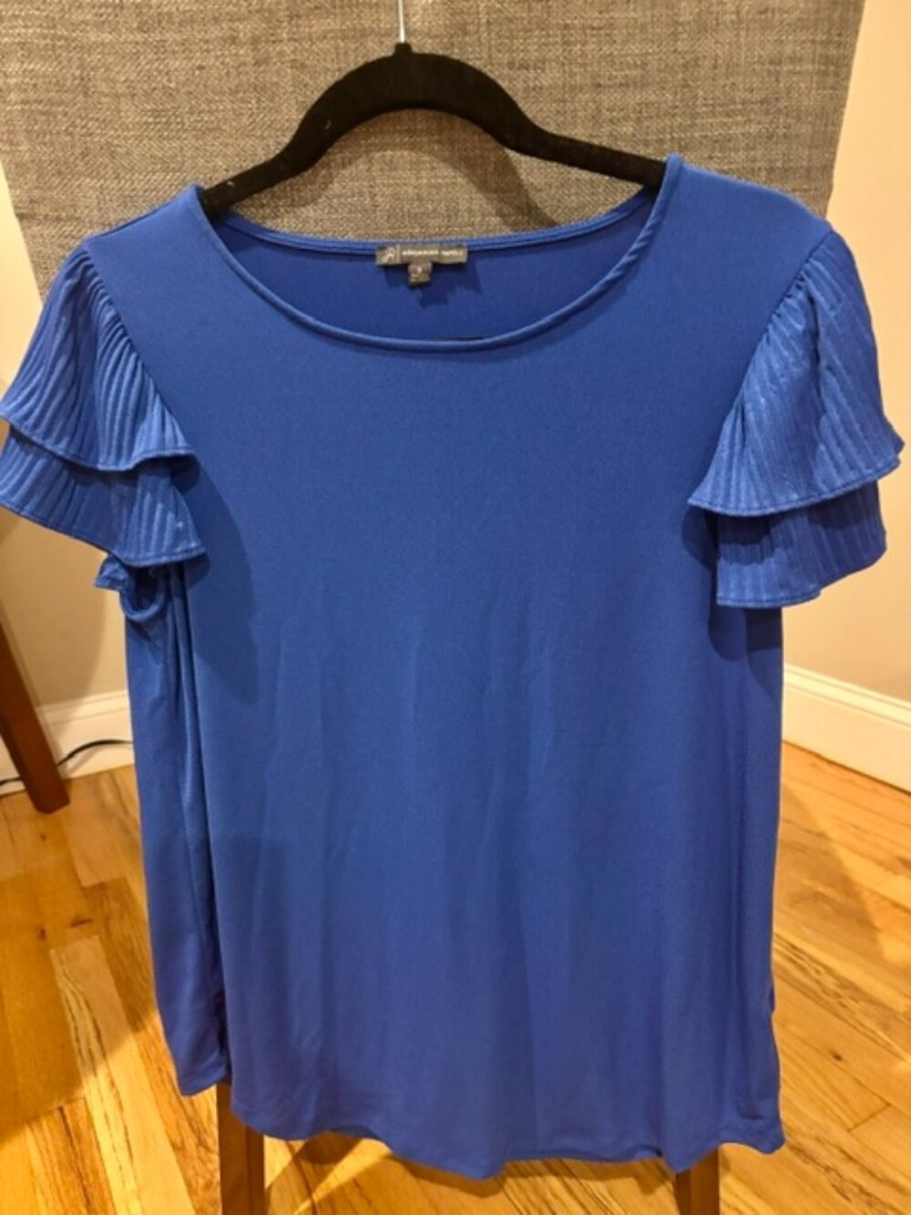 Adrianna Papell Double Pleat Flutter Cap Sleeve Blouse in Blue